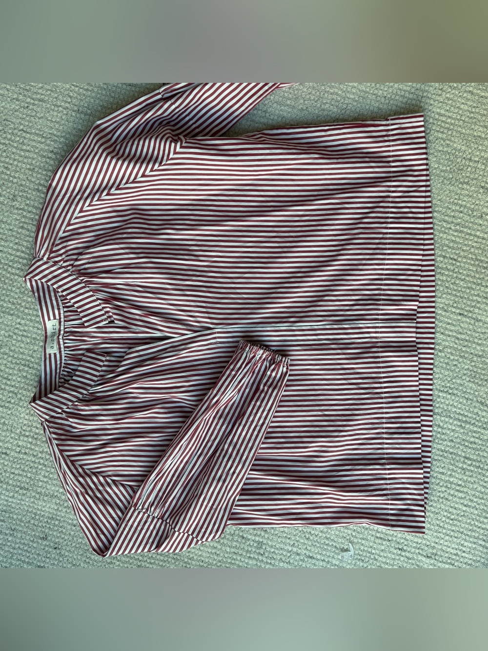 A Shirt Thing red and white stripe popover blouse, sz S